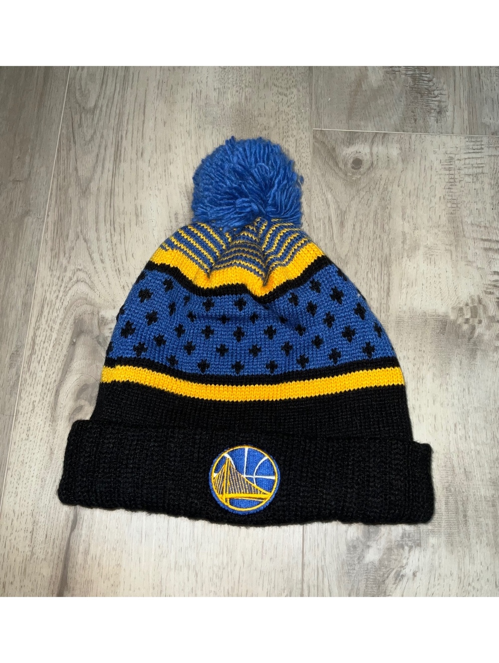Mitchell & Ness Golden State Warriors Knit Pom Beanie Hat